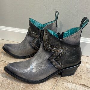Corral Short Metallic Silver Leather Cowgirl Boots 8